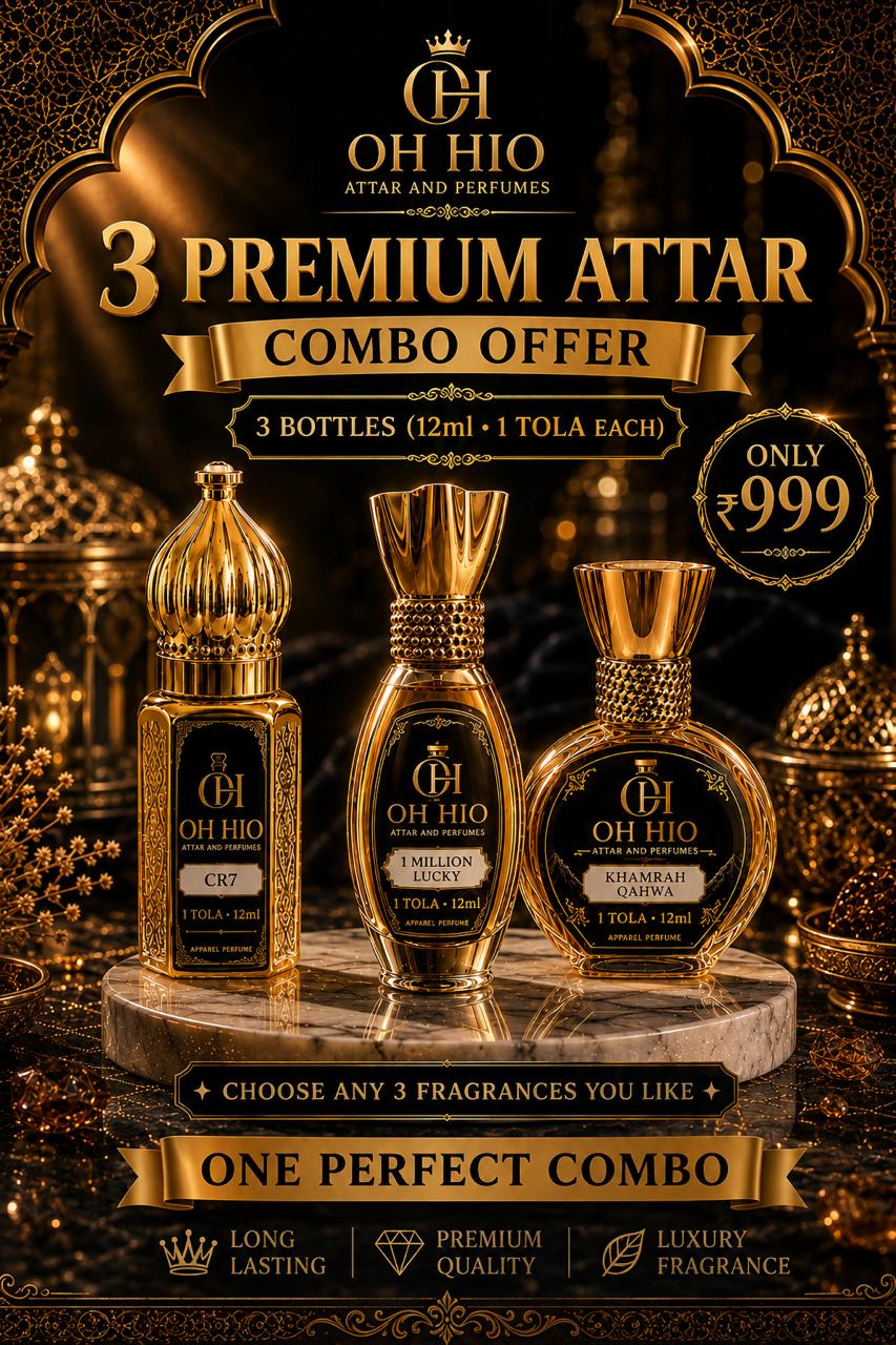 3 Premium Attar Combo Offer - 3 bottles 12ml each only ₹999 from Oh Hio Perfumes